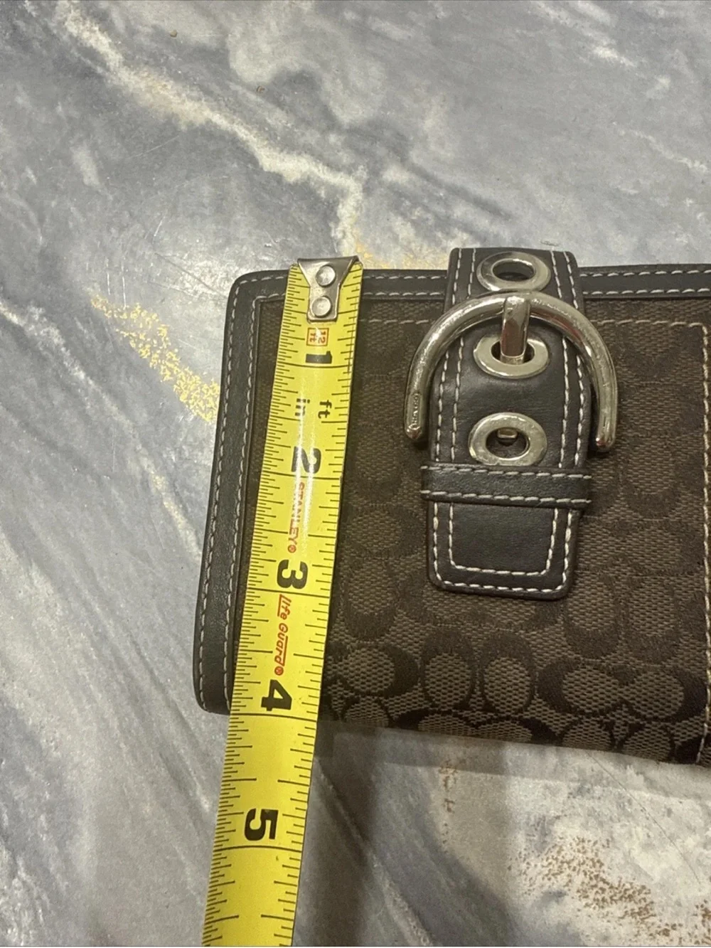 Coach Y2K Dark Brown Signature Canvas Soho Silver Tone Buckle Small Mini Wallet - Picture 2 of 14